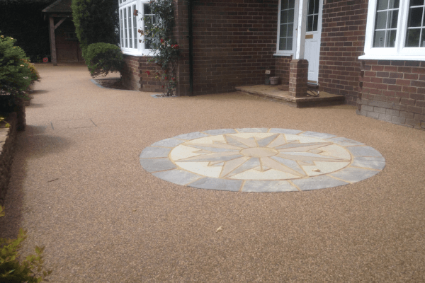 new driveway with a circular pattern